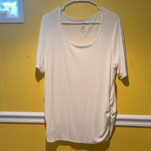 Sonoma Maternity White Short Sleeve Top with Ruching Sides, XL